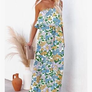 Floral Strapless Maxi Dress